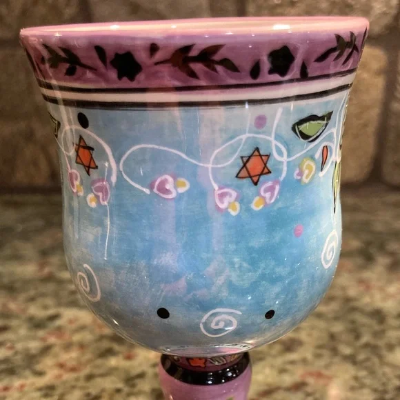 NEW!! beautiful painted ceramic kiddish cup - Picture 6 of 10